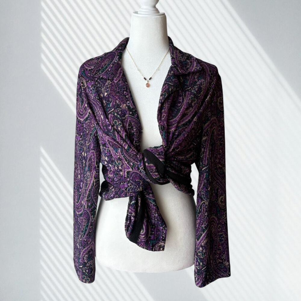 Vintage Whimsigoth Paisley Button Up Top